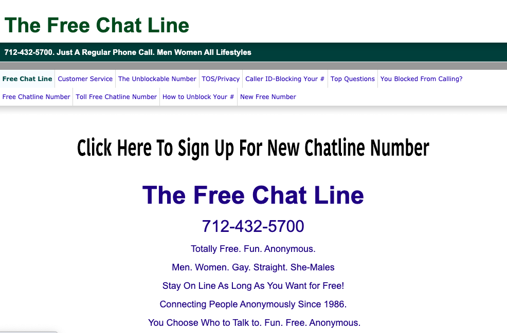 Hotline free numbers chat Chat Lines: